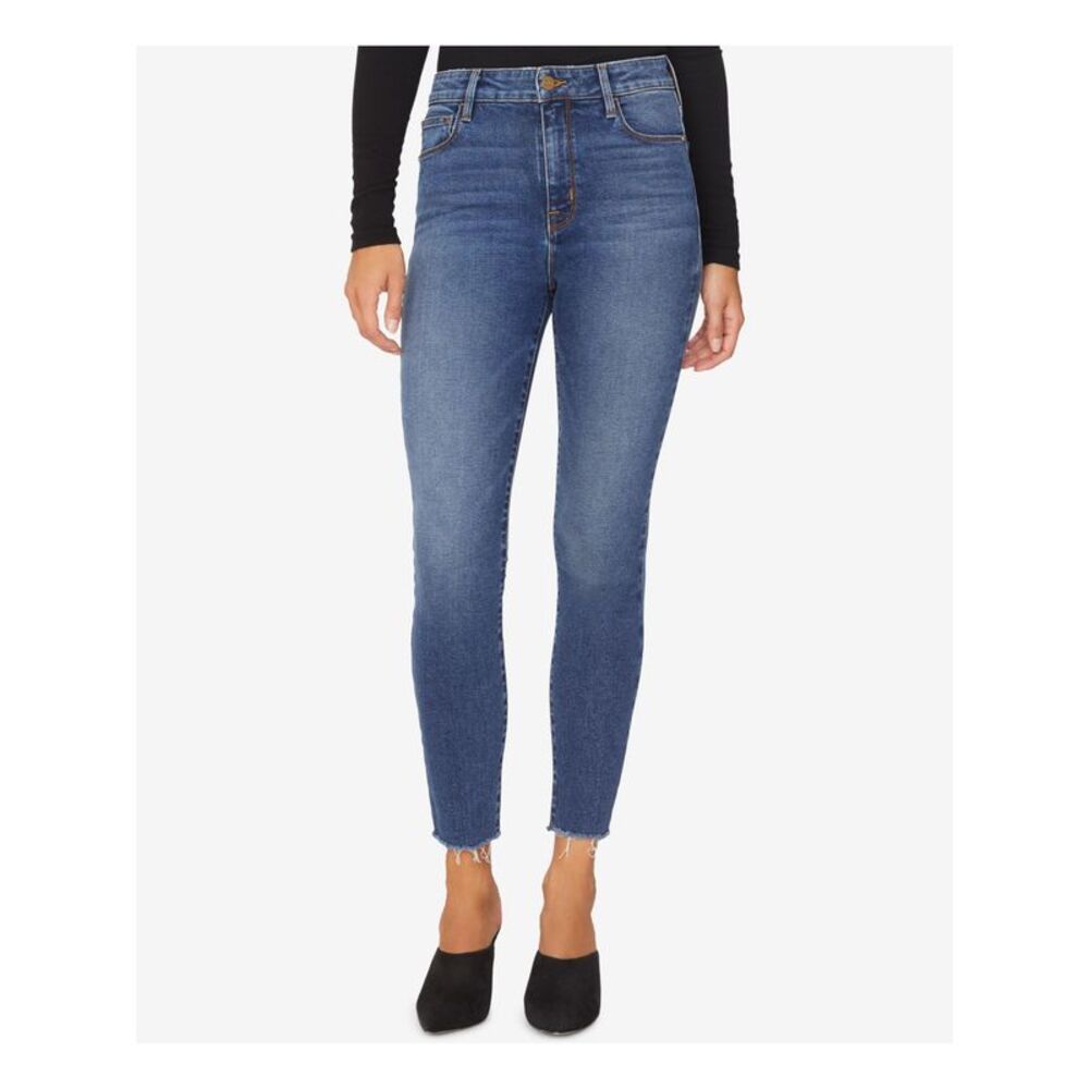 SANCTUARY Womens Navy Frayed Skinny Jeans 25